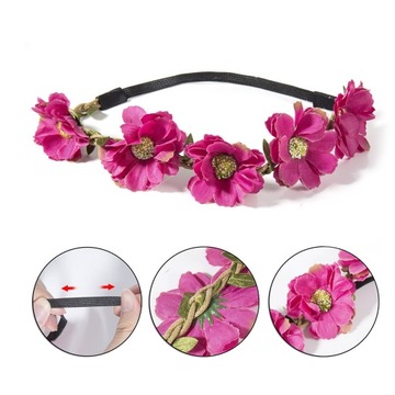 Kwiatowe opaski na głowę 5szt bezuciskowe festiwal