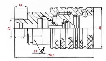 РАЗЪЕМ БЫСТРОСОЕДИНИТЕЛЬНОГО СОЕДИНЕНИЯ НАРУЖНАЯ РЕЗЬБА - M22X1,5 15L ЕВРО