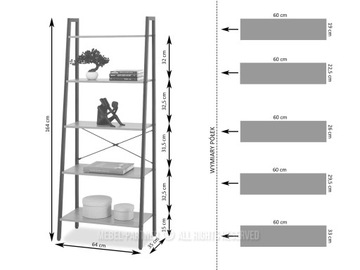 СКАНДИНАВСКИЙ ШКАФ ЛЕСТНИЦА JENS 64x164см SONOMA БЕЛЫЙ ДЛЯ ДОМА ДЛЯ ДОКУМЕНТОВ