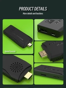 2024 Новая игровая консоль 2,4G с двойным беспроводным контроллером Game Stick 4K