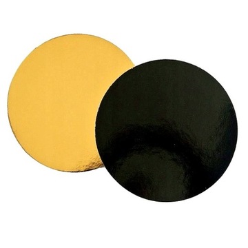 PODKŁAD POD TORT OKRĄGŁY SZTYWNY ZŁOTO-CZARNY 24CM