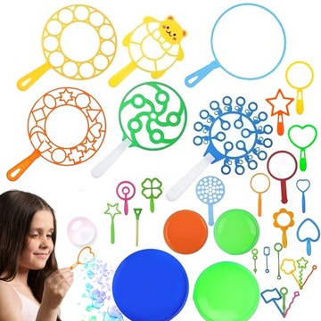 НАБОР МЫЛЬНЫХ ПУЗЫРЬКОВ ПАЛОЧКИ КОЛЬЦА ОБРУЧИ 32 ШТ ДЛЯ ДЕТСКИХ ПУЗЫРЬКОВ