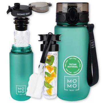 Butelka na wodę 600ML MOMO WAY bidon z sitkiem na owoce bpa free tritan