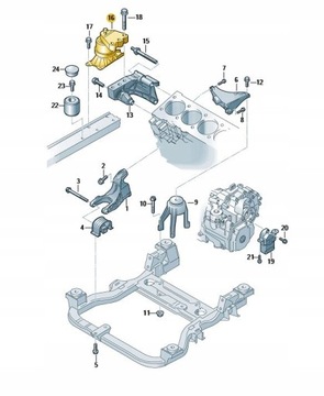 ULOŽENÍ MOTORU VW TRANSPORTER MULTIVAN T5 PRAVÁ