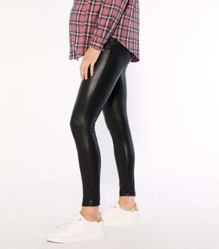 NEW LOOK czarne skórkowe damskie legginsy ciążowe S