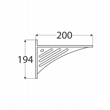 Кронштейн треугольный белый, ажурный уголок, полочный монтаж, 190х200 мм