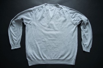 GANT__SZARY SWETER MĘSKI V-NECK LOGO__XXL