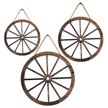 3 SZT. DREWNIANE KOŁA WISZĄCE DREWNIANE KOŁA