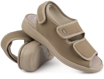 DR ORTO DAMSKIE BUTY SANDAŁY ORTOPEDYCZNE ZDROWOTNE NA RZEP BEŻOWE r. 38