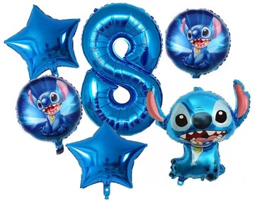ZESTAW BALONÓW BALON FOLIOWY cyfra 8 OSIEM ÓSME URODZINY Lilo & Stitch HEL