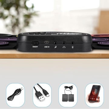 СКЛАДНОЙ ЭЛЕКТРОННЫЙ БАРАБАН С 9 ПАДАМИ И ПОРТАТИВНЫМИ ПАЛОЧКАМИ