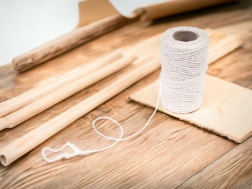 БЕЛАЯ ДЖУТОВАЯ СТРУНА 80м БЕЛЕННЫЙ ХЛОПОК ДЛЯ ЦВЕТОВ, ПОДАРКОВ РУЧНОЙ РАБОТЫ