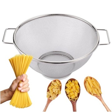 GĘSTE SITO do przesiewania CEDZAK DURSZLAK stalowe sitko kuchenne DUŻE 26cm