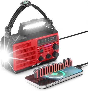 Radio solarne na korbę Raddy SW10 POWERBANK 10000Ah