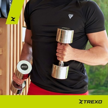 Hantle chromowane TREXO 2x8 kg srebrny 8 kg STALOWE WSZECHSTRONNE KOMAKTOWE