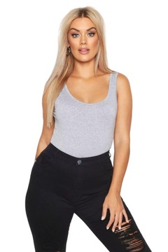 BOOHOO DAMSKA SZARA BLUZKA BEZ REKAWÓW NA LATO PLUS SIZE 46