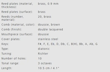 Blues Harp MS E harmonijka ustna diatoniczna grzebień drewno Doussie Hohner