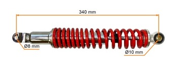 Красный задний амортизатор для скутера Romet Junak Zipp Ferro Keeway 34 см