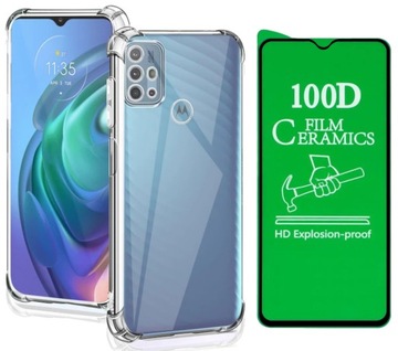 Etui Silikonowe Pancerne Bezbarwne do Motorola Moto G10 / G20 / G30 + Szkło