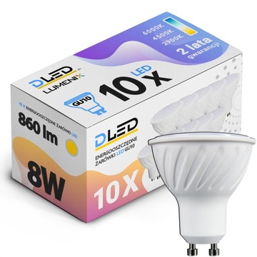 10x Żarówka LED GU10 8W 860lm 120° Wydajna Halogenowa PREMIUM CCD na lata