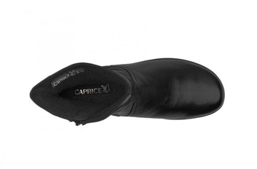 Caprice czarne buty botki damskie zimowe ocieplane skóra naturalna wełna 42