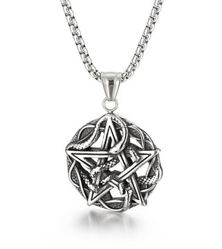 NASZYJNIK MĘSKI PENTAGRAM STAL SZLACHETNA 316L