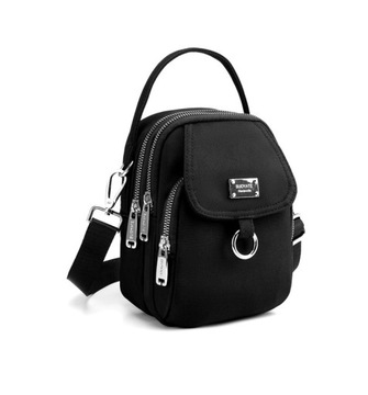 Kopertówka Torebka na telefon ramię portfel Damska czarna mała pasek Torba