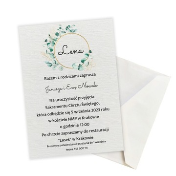 ZAPROSZENIE CHRZEST ŚWIĘTY PERSONALIZACJA CHRZCINY