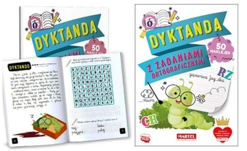 Dyktanda z zadaniami ortograficznymi naklejkami 50 SZTUK