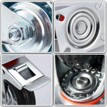 НАБОР ИЗ 4 ШТ. ПОДВИЖНЫЕ КОЛЕСА 75 ММ ПОВОРОТНЫЕ С ТОРМОЗОМ 220 КГ