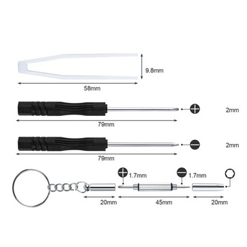 Набор для ремонта очков, винты, отвертки, носовые упоры, упаковка.
