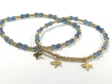 ПОЗОЛОЧЕННЫЙ СТАЛЬНОЙ БРАСЛЕТ С ДВОЙНЫМ ЦВЕТКОМ