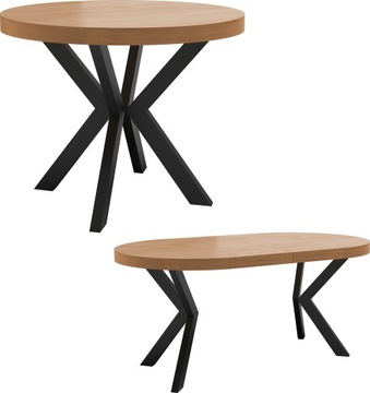 Solidny stół okrągły rozkładany Ø100/180 dąb craft