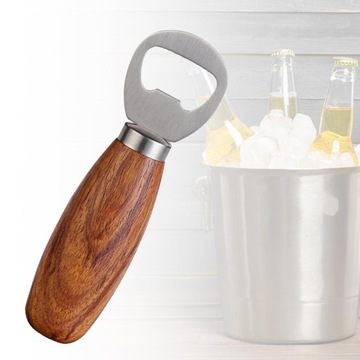 Компактная открывалка для пивных бутылок с крышкой для напитков, открывалка с деревянной ручкой 12 см.