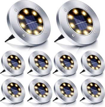 LAMPKI SOLARNE LED OGRODOWE GRUNTOWE wbijane 10 sztuki Zestaw