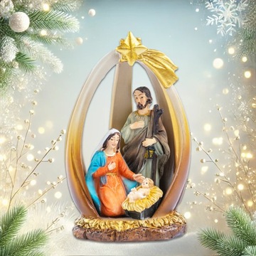 Рождественский вертеп, Святое Семейство, Вифлеемская конюшня со звездой, 11 см