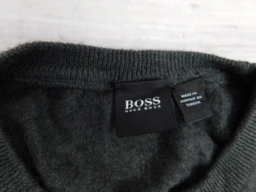 HUGO BOSS__WEŁNIANY SWETER__CZYSTA WEŁNA__SZARY__L-XL