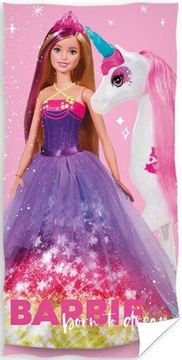 RĘCZNIK KĄPIELOWY PLAŻOWY 70X140cm BARBIE MATTEL LALKA JEDNOROŻEC