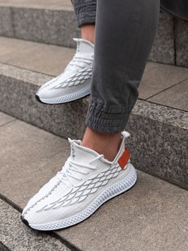 Lekkie buty męskie sneakersy sznurowane białe V2 OM-FOKS-0141 43