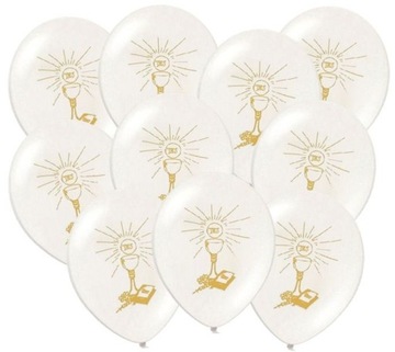 BALONY w komplet zestaw I KOMUNIA ŚW. dekoracja z świece serwetki baner