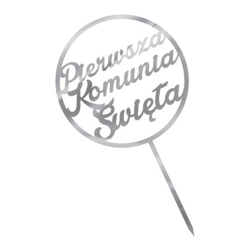 Ozdoba tortu topper toper złoty komunia- srebrny TKS-20