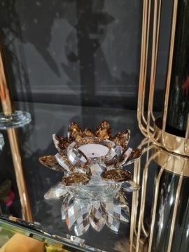 ŚWIECZNIK LAMPION XS GLAMOUR KRYSZTAŁ LOTOS ZŁOTY