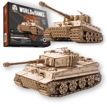 Puzzle 3D Drewniany Model Czołg World Of Tanks - Czołg Tiger M1 NA PREZENT