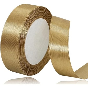 SATYNOWA WSTĄŻKA ZŁOTA 2 CM SZEROKOŚCI 22M 2 ROLKI