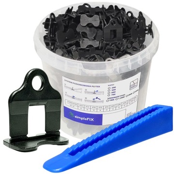 ZESTAW SYSTEM POZIOMOWANIA PŁYTEK SIMPLEFIX 1000 KLIPSÓW 200 KLINÓW