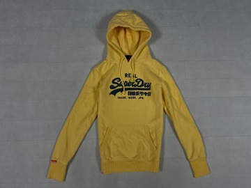 SuperDry Bluza Męska Żółta Kaptur Logo Unikat Klasyk XS S