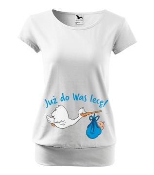 BLUZKA CIĄŻOWA Z NADRUKIEM KRÓTKI RĘKAW T-SHIRT DAMSKI CIĄŻOWY PRINT
