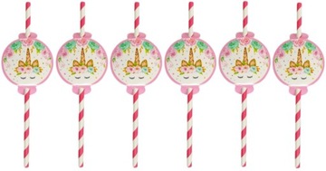 SŁOMKI PAPIEROWE JEDNOROŻEC UNICORN URODZINY 6 SZTUK