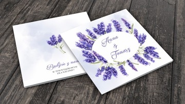 Zaproszenia ślubne LAWENDA koperta PAPIER PERŁOWY