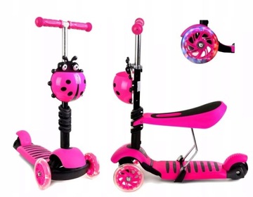 ТРЕХКОЛЕСНЫЙ БАЛАНСИРОВОЧНЫЙ САМОКАТ 5 В 1 BIEDRONKA для детей со светодиодной ездой